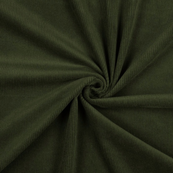 Washed Stretch Cotton Corduroy - Olive Green
